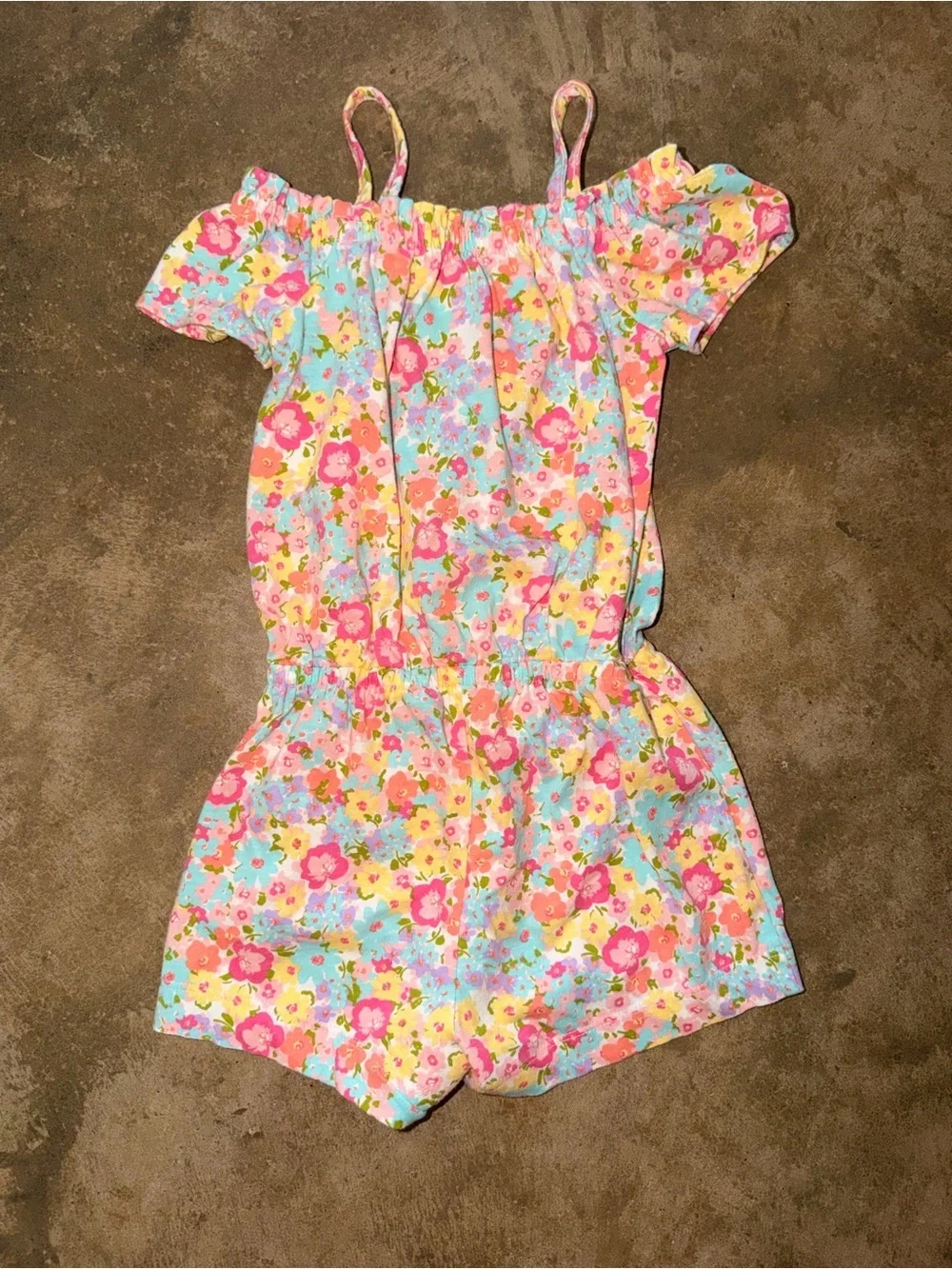 The Children’s Place Floral Cold Shoulder Romper 3T Fits 2T